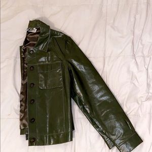 thick green faux leather jacket